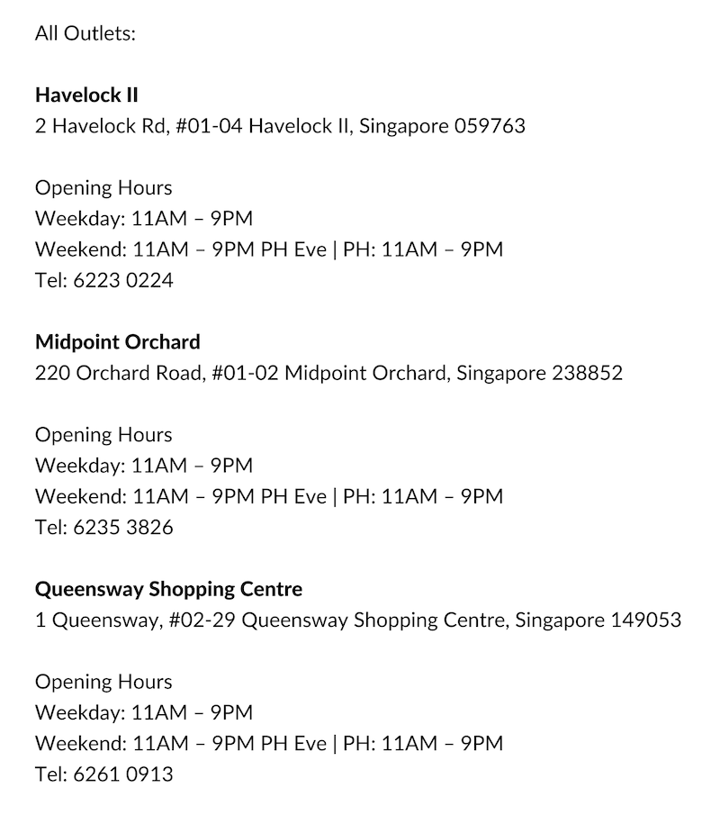 Yoon Salon Outlet Operating Hours
