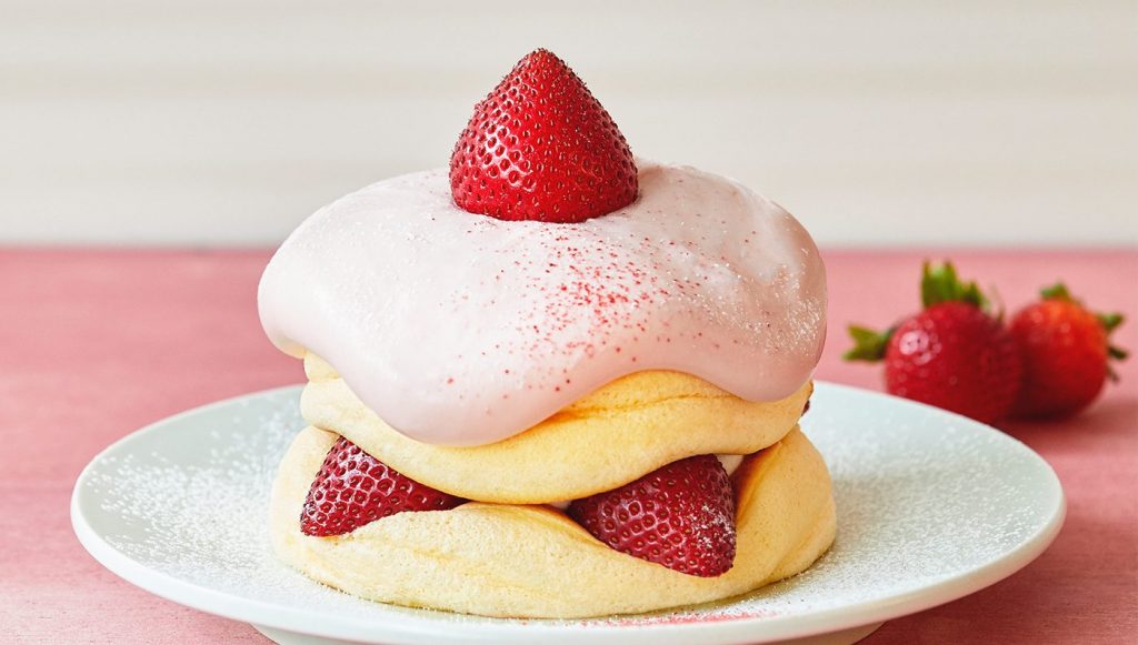 millenial strawberry Japanse pancake from a dessert place in singapore called FLIPPER'S