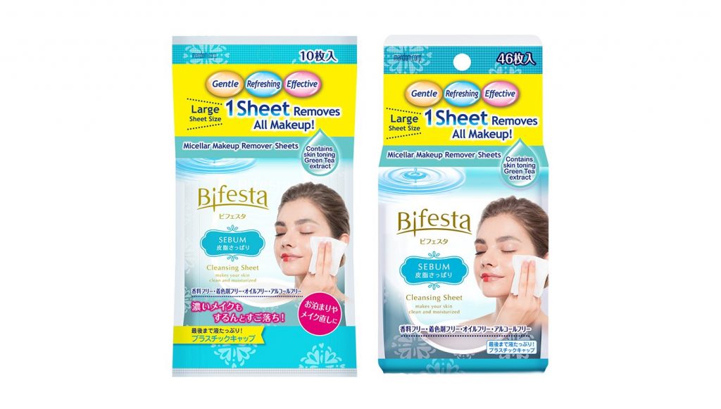 two side by side packages of bifesta micellar makeup remover wipes